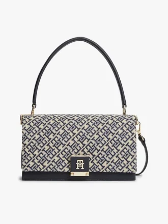 Geantă de umăr Jacquard cu închizătoare Monogram