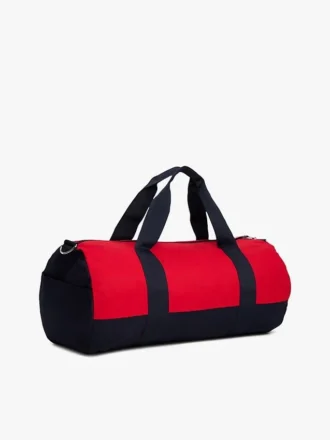 Geantă de voiaj din pânză cu blocuri de culoare și logo Tommy