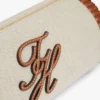 Geantă din in cu monogramă și curea cu lanț Geantă din in cu monogramă și curea cu lanț