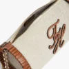 Geantă din in cu monogramă și curea cu lanț Geantă din in cu monogramă și curea cu lanț