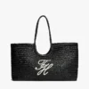 Geantă maxi din rafie cu monogramă script