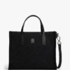 Geantă mini din nailon cu monogramă și cusături decorative Geantă mini din nailon cu monogramă și cusături decorative