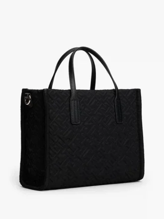 Geantă mini din nailon cu monogramă și cusături decorative