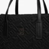 Geantă mini din nailon cu monogramă și cusături decorative Geantă mini din nailon cu monogramă și cusături decorative