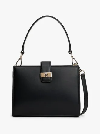 Geantă mini tip satchel cu închizătoare cu monogramă