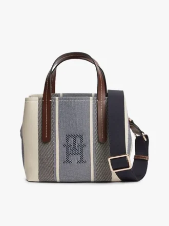 Geantă mini tip satchel din jacquard cu dungi