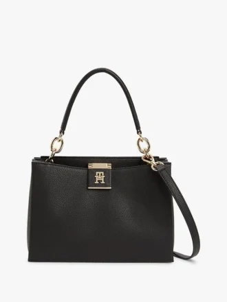 Geantă satchel medie cu închizătoare cu monogramă