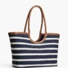 Geantă tote cu monogramă script și dungi bretone Geantă tote cu monogramă script și dungi bretone
