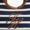 Geantă tote cu monogramă script și dungi bretone Geantă tote cu monogramă script și dungi bretone