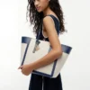Geantă tote din pânză cu monogramă script Geantă tote din pânză cu monogramă script