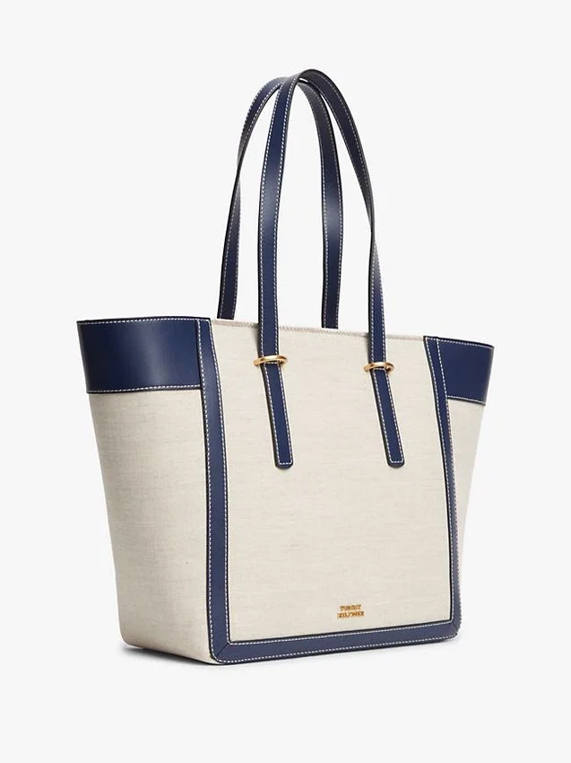 Geantă tote din pânză cu monogramă script Geantă tote din pânză cu monogramă script