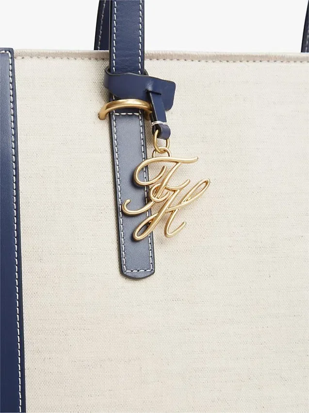 Geantă tote din pânză cu monogramă script Geantă tote din pânză cu monogramă script