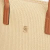 Geantă tote din rafie cu logo monogramă Geantă tote din rafie cu logo monogramă