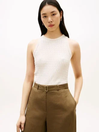 Haină fără mâneci din tricot cu model în zig-zag