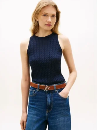 Haină fără mâneci din tricot cu model în zig-zag