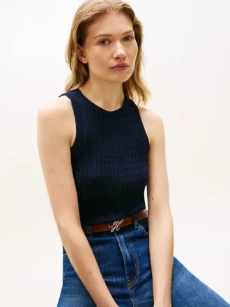 Haină fără mâneci din tricot cu model în zig-zag