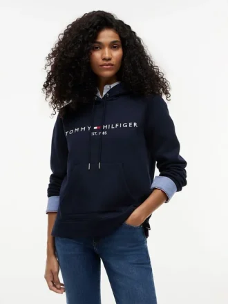 Hanorac cu glugă din fleece cu logo Tommy