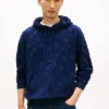 Hanorac cu glugă din velur jacquard cu logo cu steaguri pe toată suprafața Hanorac cu glugă din velur jacquard cu logo cu steaguri pe toată suprafața