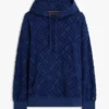 Hanorac cu glugă din velur jacquard cu logo cu steaguri pe toată suprafața Hanorac cu glugă din velur jacquard cu logo cu steaguri pe toată suprafața