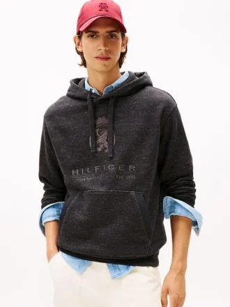 Hanorac cu glugă Hilfiger Crest Logo Heathered