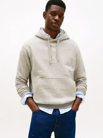 Hanorac cu glugă Hilfiger Crest Logo Heathered