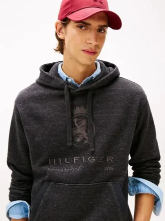 Hanorac cu glugă Hilfiger Crest Logo Heathered