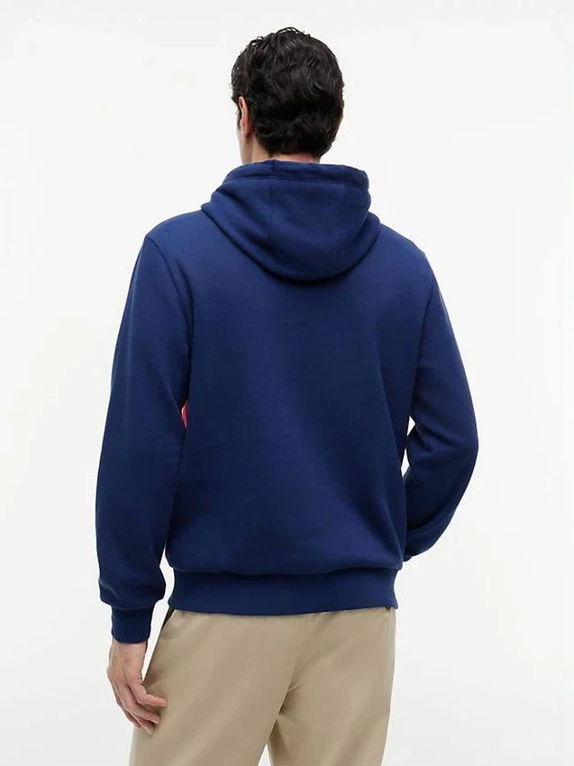 Hanorac cu glugă și blocuri de culoare, cu logo Tommy brodat Hanorac cu glugă și blocuri de culoare, cu logo Tommy brodat