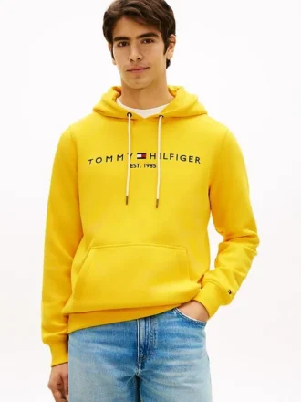 Hanorac cu glugă și logo Tommy brodat