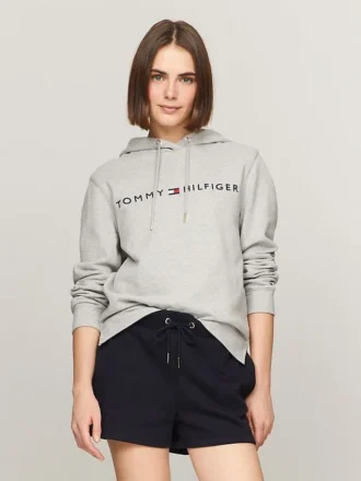 Hanorac cu glugă și logo Tommy brodat