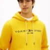 Hanorac cu glugă și logo Tommy brodat