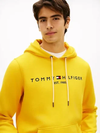 Hanorac cu glugă și logo Tommy brodat