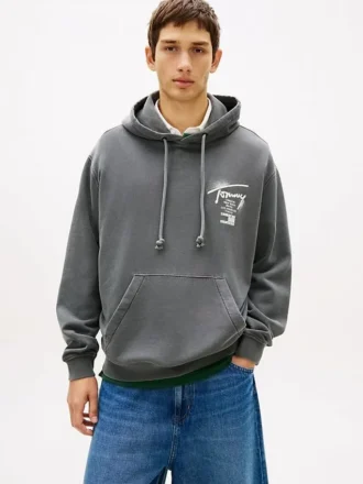Hanorac cu glugă Tommy Jeans cu logo vopsit cu spray