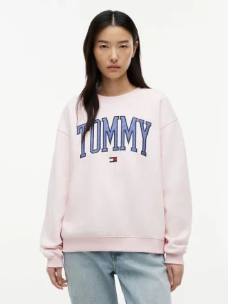 Hanorac cu guler rotund și logo Tommy