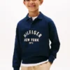 Hanorac curbat cu imprimeu Hilfiger pentru copii