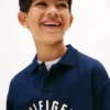Hanorac curbat cu imprimeu Hilfiger pentru copii
