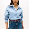 Hanorac din fleece interlock cu fermoar pe un sfert Hanorac din fleece interlock cu fermoar pe un sfert