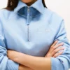 Hanorac din fleece interlock cu fermoar pe un sfert Hanorac din fleece interlock cu fermoar pe un sfert