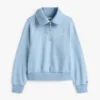 Hanorac din fleece interlock cu fermoar pe un sfert Hanorac din fleece interlock cu fermoar pe un sfert