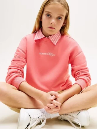 Hanorac pentru fete cu logo Tommy cu sclipici