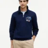 Hanorac polo cu logo floral și fermoar pe un sfert Hanorac polo cu logo floral și fermoar pe un sfert