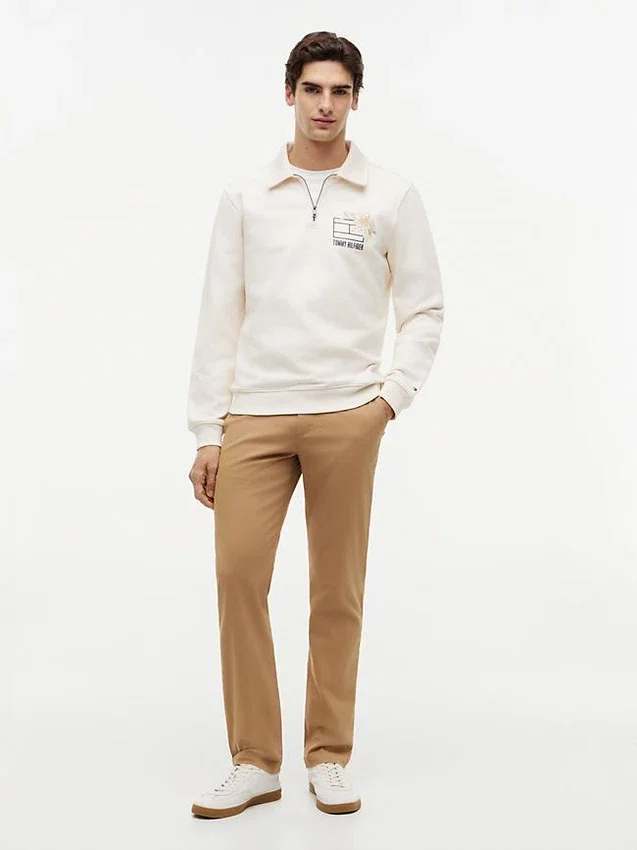 Hanorac polo cu logo floral și fermoar pe un sfert Hanorac polo cu logo floral și fermoar pe un sfert