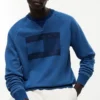 Hanorac Raglan cu logo steag, vopsit în indigo Hanorac Raglan cu logo steag, vopsit în indigo