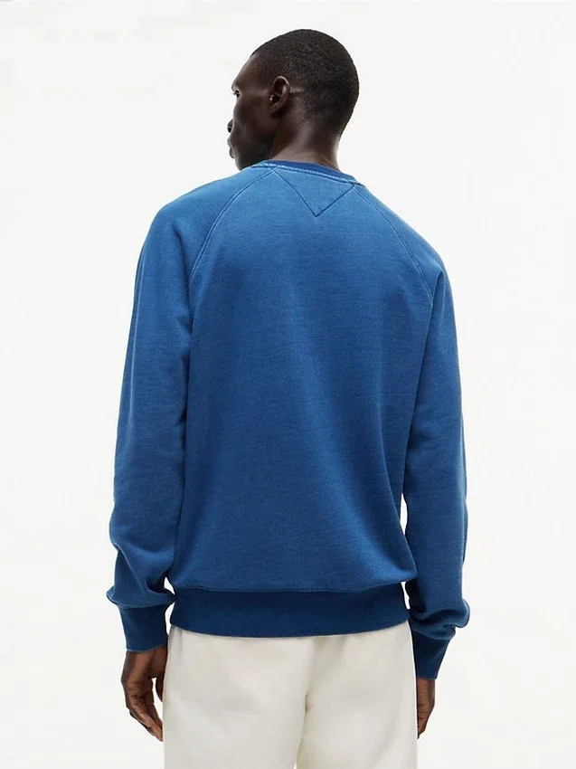 Hanorac Raglan cu logo steag, vopsit în indigo Hanorac Raglan cu logo steag, vopsit în indigo