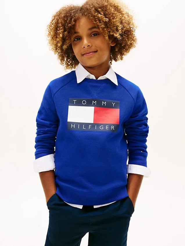 Hanorac raglan pentru copii cu logo Tommy Flag Hanorac raglan pentru copii cu logo Tommy Flag