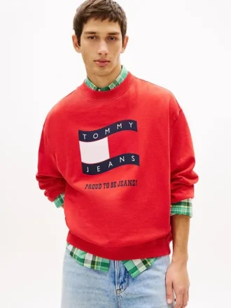 Hanorac Tommy Jeans cu logo steag ondulat