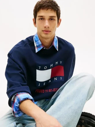 Hanorac Tommy Jeans cu logo steag ondulat