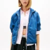 Jachetă cu fermoar Tommy Jeans din cambric Jachetă cu fermoar Tommy Jeans din cambric