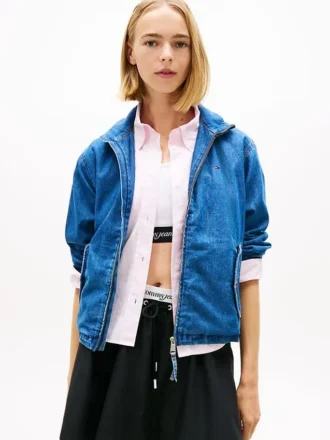Jachetă cu fermoar Tommy Jeans din cambric