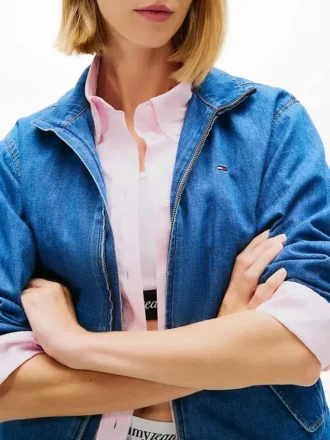 Jachetă cu fermoar Tommy Jeans din cambric