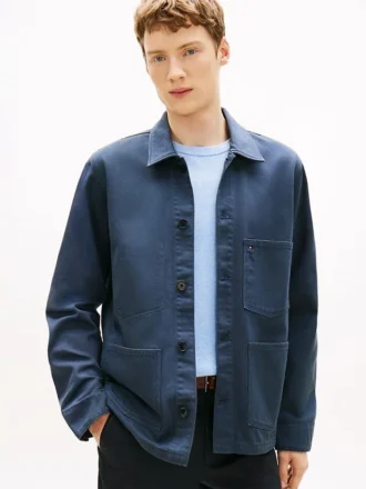 Jachetă de lucru din denim vopsită în bucată Jachetă de lucru din denim vopsită în bucată